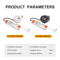 Plafonnier LED circulaire encastré haute luminosité 3W, panneau d'éclairage d'urgence 200 lumens, mini spot LED encastré