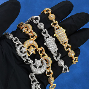 925 Sterling Silver Moissanite Star and Moon Pendant Necklace <b>Iced</b> <b>Out</b> Hip Hop VVS Bling GRA Pass Diamond Tester Jewelry - Product Image 5