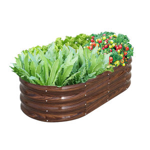 ชุดเตียงในสวนยกสูงทำจากโลหะชุบสังกะสีขนาดใหญ่กระถางต้นไม้กลางแจ้งทรงรีสำหรับทำสวนผักดอกไม้ในบ้าน - Product Image 3