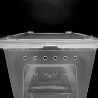 Terrarium en plastique pour reptiles avec plateforme de basking et cachette pour tortue, grenouille, gecko, escargot et habitat d'insectes