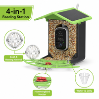 Caméra de surveillance pour mangeoire à oiseaux avec détection de mouvement PIR, objectif 4MP, IP65, reconnaissance d'oiseaux par IA, solaire, ABS