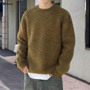 OEM Mode Chunky Heren Breiwerk Trui Op Maat Gemaakt Patronen LOGO Heren Winter Ronde Hals Oversized Pullover Pluizige Mohair Brei Trui - Product Image 3