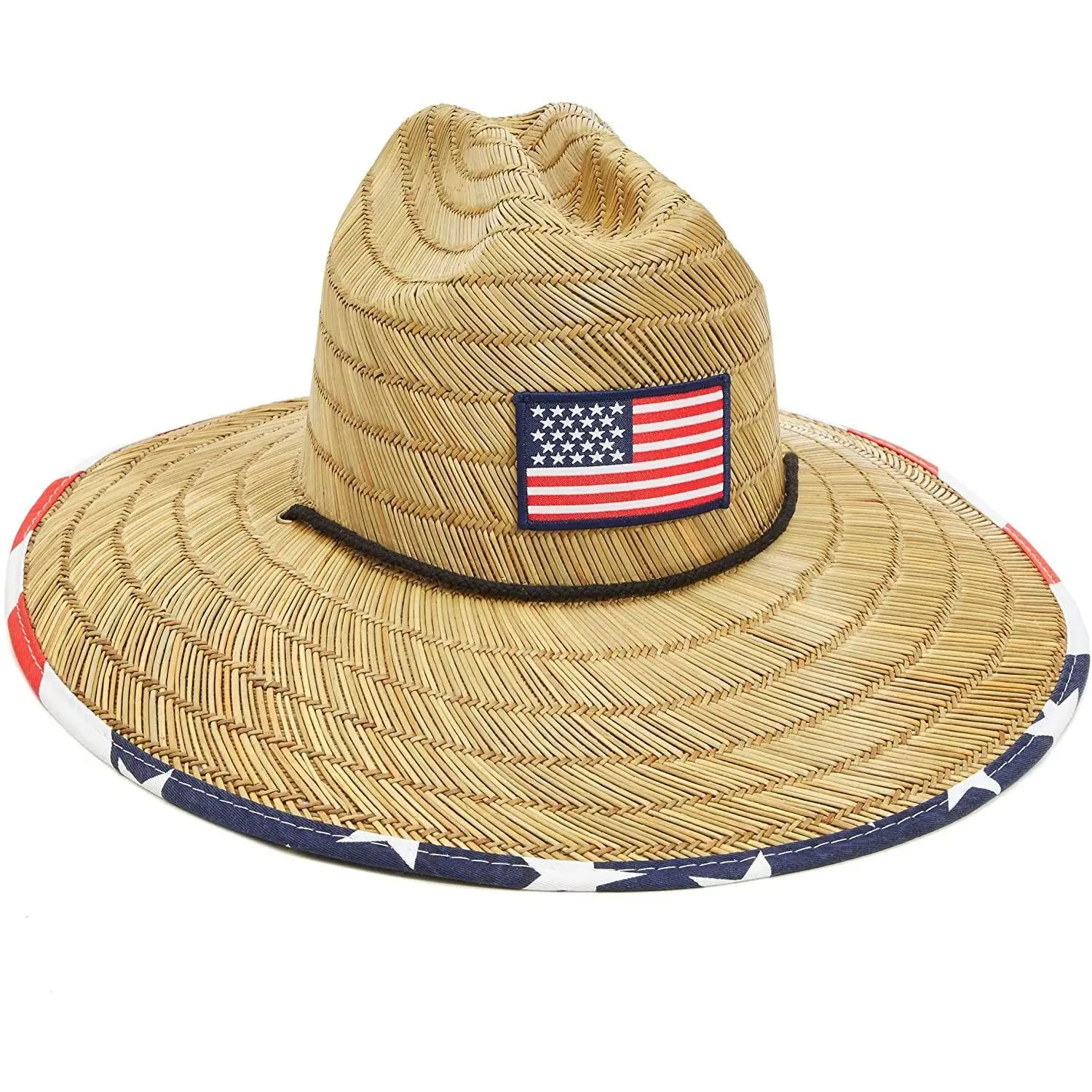 Chapéu de palha com aba larga para homens, chapéu de palha de grama natural com logotipo personalizado