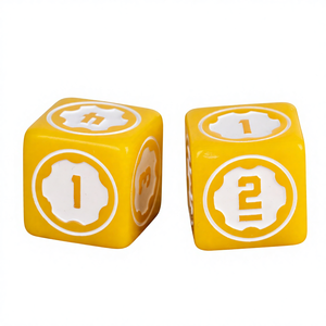 FACCUB Logotipo Personalizado Ângulo Direito Amarelo Vermelho Impresso D6 Resina Plástico RPG Promocional Dice <span class=keywords><strong>Cube</strong></span> Toy - Product Image 1