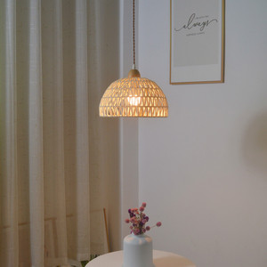Lámpara Colgante de Techo Grande de Acero Inoxidable con Pantalla de Ratán y LED E26, Luz Blanca, para Sala de Estar, AC 85-265V, con Control Remoto - Product Image 2