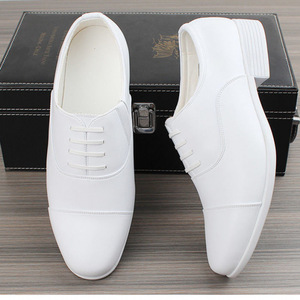 White Leather <b>Dress</b> Shoes <b>Men</b> Formal Wedding Groom Business One Kick Closure Durable Anti Yellowing - Product Image 3