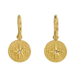 ZOGXIN 18K Gold Plated Eight Pointed Star Hoop Earrings For Women Fashion Party Jewelry Gold Color Geometric Design - Product Image 5