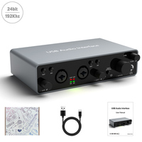 Équipement d'enregistrement musical à bas prix, microphone externe 192 kHz 24 bits, table de mixage studio professionnelle stéréo, interface audio USB