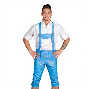 Lederhosen authentiques bavaroises en cuir de vache véritable, longueur genou, pour hommes, tenue traditionnelle allemande haut de gamme pour l'Oktoberfest. - Product Image 1