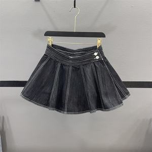 กระโปรงยีนส์สั้นและกระโปรงยาวปานกลางทรงเอวไม่สมมาตรสไตล์ใหม่รับซัมเมอร์สำหรับผู้หญิง - Product Image 5