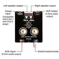 Module d'amplificateur de puissance DC12V ZK-X302 Entrée BT 6J1 6J2 Tube Amplificateur de puissance Module de carte d'amplificateur de puissance HIFI Alimentation