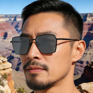 Lunettes de soleil carrées Ks-3986 pour hommes, monture en métal et plastique, verres en nylon, protection UV400, classe 2, pare-soleil noir C1C2C3 - Product Image 3