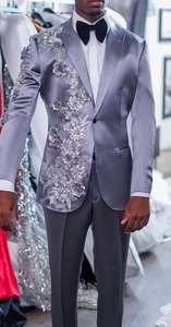 Costume de mariage de luxe pour hommes, <span class=keywords><strong>pantalon</strong></span> de <span class=keywords><strong>smoking</strong></span> <span class=keywords><strong>slim</strong></span> fit fait à la main pour le marié, les affaires et les événements spéciaux - Product Image 3