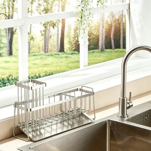 Stainless Steel Kitchen Draining Rack Rectangle Multifunction Sink Countertop Storage Organizer - Product Image 3
