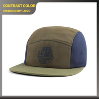 Casquettes de camping à 5 panneaux à bord plat, couleur contrastée, avec logo brodé personnalisé, haute qualité, pour le sport de plein air et la course sur sentier – Vente en gros