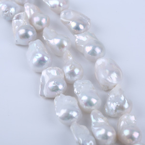 Collier et bracelet en perles blanches de grande taille Zhuji 14-18 mm, perles de culture d'eau douce naturelles, forme de pomme de terre, perles Keshi en vrac - Product Image 6
