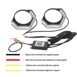 ไฟวงแหวน LED สำหรับรถยนต์ขนาด 2.5 3 นิ้ว แบบ Angel Eyes  สร้างบรรยากาศ RGB ควบคุมผ่านแอพ 5D  ไฟ DRL สำหรับวิ่งกลางวัน  ไฟเลี้ยว  12V - Product Image 5