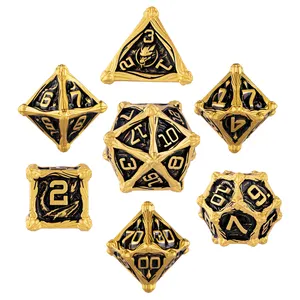 Grosir Pabrik dnd dice dugeon and Dragons D & D rpg Metal dice Polyhedral Set logo kustom