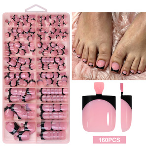 New Product16pcs/box Artificial Toenail Patch Fake Toenail French Pointed Nail Extension Product Combination, DIY Nail Art - Product Image 6