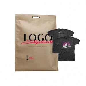 Custom Logo Biodegradable Poly Waterproof Mailing Bags with Handle for Clothing and Shoes <b>Brown</b> Small Medium Big Sizes - Product Image 1