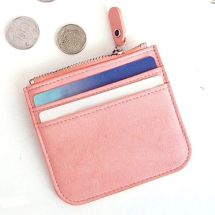 Simple Flat Pocket Card Bag PU Leather Card Case Coin Purse Card Holder Wallet