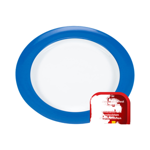Assiette à steak ronde moderne Unisono Plus 26 cm, blanche spéciale, écologique, avec poignée, aide à la digestion, bleue, pour usage domestique - Product Image 1