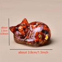 Statue d'animal chat endormi mignon en résine époxy avec gravier de pierres de cristal naturelles, décoration artisanale pour bureau, maison, salon, bureau