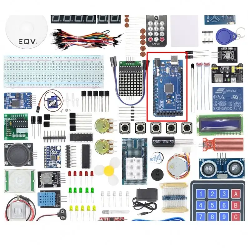 EQV MEGA 2560 Project The Most Complete Starter Kit for Arduino Mega2560 Nano with LCD1602 IIC / Ultrasonic Sensor / Tutorial
