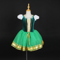 Costumes de tutu de ballet pour filles en velours bleu à manches bouffantes, ensembles de jupes en tulle bleu clair à lacets, robes de danse classique pour enfants pour spectacle sur scène