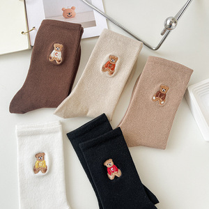 High Quality Casual Embroidery White Crew <strong>Socks</strong> Women <strong>Bear</strong> Pattern Cute <strong>Teddy</strong> <strong>Socks</strong> Animal Cotton Embroidered <strong>Socks</strong> - Product Image 5
