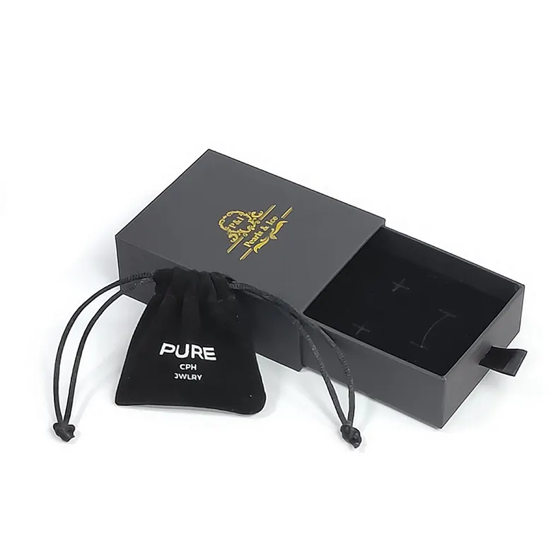 Custom Earring Packaging Black Velvet Accessories Jewelry Pouch Pocket