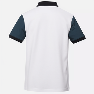 Camiseta Polo de Golf Blanca de Algodón Personalizada, Uniformes de Polo con Ribete Blanco y Verde - Product Image 4