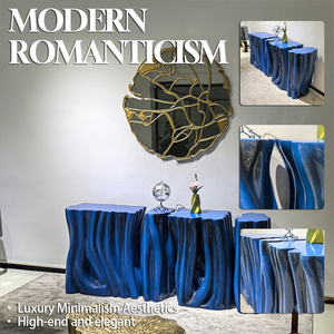 Table <span class=keywords><strong>console</strong></span> moderne de <span class=keywords><strong>luxe</strong></span> en FRP, couleur bleu brillant, pour salon et hall d'entrée, design nordique. - Product Image 1