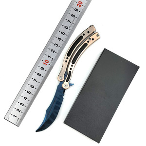 Couteau papillon d'entraînement non affûté en alliage de zinc - <span class=keywords><strong>Balisong</strong></span> de sécurité pour la personnalisation DIY et l'entraînement au flip - Product Image 2