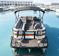 Vente flash : Bateau ponton de pêche en aluminium Kinocean 16 pieds, 8 personnes, moteur hors-bord électrique en option avec auvent.