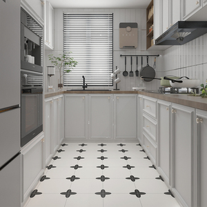 Azulejos de porcelana de cerámica blanca <span class=keywords><strong>y</strong></span> negra de 300x300mm Retro francés suelo rústico antideslizante <span class=keywords><strong>para</strong></span> baño cocina balcón Función de ladrillo refractario - Product Image 3