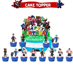 <span class=keywords><strong>Ensemble</strong></span> de vaisselle jetable sur le thème des jeux Roblox pour anniversaire, décoration de fête de jeu de Thanksgiving, fournitures de table pour fête - Product Image 6