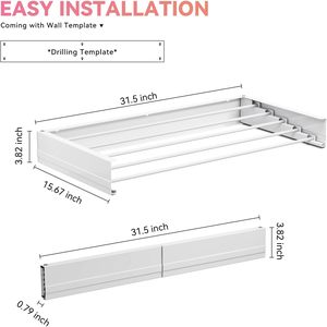 Séchoir à linge mural pliable de haute qualité, séchoir à vêtements rétractable, porte-vêtements, séchoir à linge de balcon - Product Image 2
