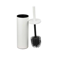 Brosse de toilette en acier inoxydable avec base en silicone à poils souples