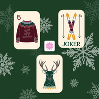 Tuiles de Mahjong américaines style cabane de montagne d'hiver, en acrylique à quatre tons, motif ski et faune, pour jeu de société entre amis, cadeau