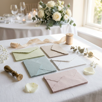 Enveloppes en papier coton vintage faites à la main, avec bordure naturelle, pour cartes d'invitation de mariage et cadeaux (vente en gros)