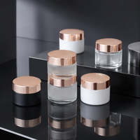 Bocaux en verre pour crème visage et corps de haute qualité avec logo personnalisé, 5g, 10g, 15g, 20g, 30g, 50g, 60g, 100g, avec couvercle rose doré