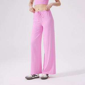 Pantalon de sport pour femme à taille élastique avec cordon de serrage, coupe large, léger, très élastique, coupe décontractée, pour yoga et entraînement, vente en gros - Product Image 3