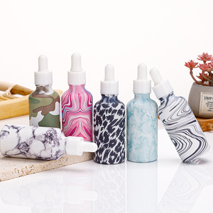 Custom Essential Oil <b>Bottle</b> Marble Leopard Print Frosted Glass <b>Dropper</b> <b>Bottle</b> For Cosmetics - Product Image 1