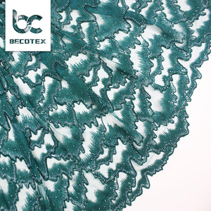 Più nuovo verde smeraldo beads allacciatura francese in rilievo net tessuto <span class=keywords><strong>di</strong></span> pizzo 5yards africano per la cerimonia nuziale - Product Image 5
