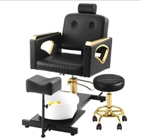 Mobilier de salon de manucure - Chaise de pédicure - Chaise de massage des pieds réglable en acier inoxydable traditionnelle avec table de manucure