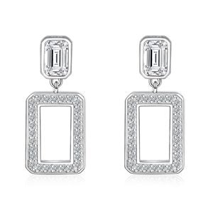 High Quality Fashion Fine Jewelry S925 Sterling Silver Zircon <b>Square</b> Pendant Jewelry <b>Sets</b> - Product Image 3
