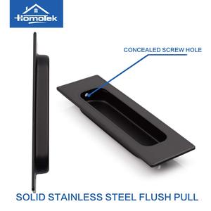 Black Rectangular Recessed Bypass Door <strong>Handles</strong> Barn Door Finger <strong>Pull</strong> Set Sliding Closet Door <strong>Handles</strong> - Product Image 3