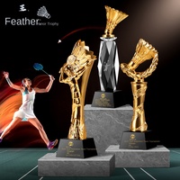Trophée de badminton cristal personnalisé gravé écologique compétition sportive créative couronne Souvenir de saison asiatique