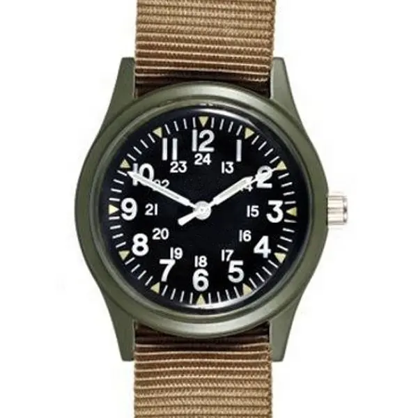 MWC Vietnam Style American Military Brand Man Watch with Steel Case Nylon Fabric 24 Hours Mens Quartz Watches